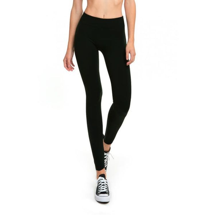 Women's Fleece Leggings - Black One Size 2