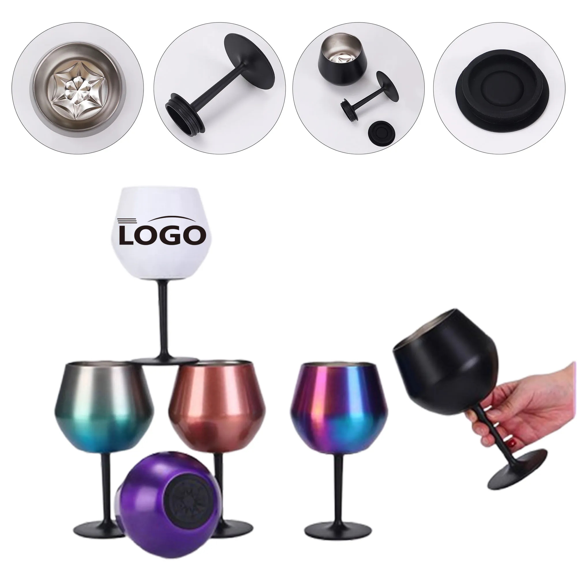 14OZ Detachable Handle Stainless Steel Goblet