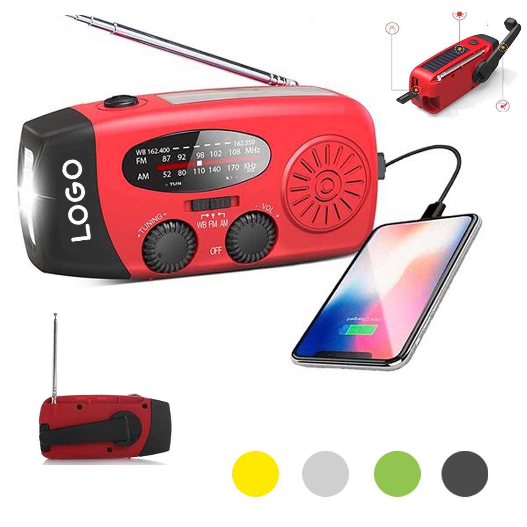 2000Mah Solar Hand Crank Weather Emergency Radio 2