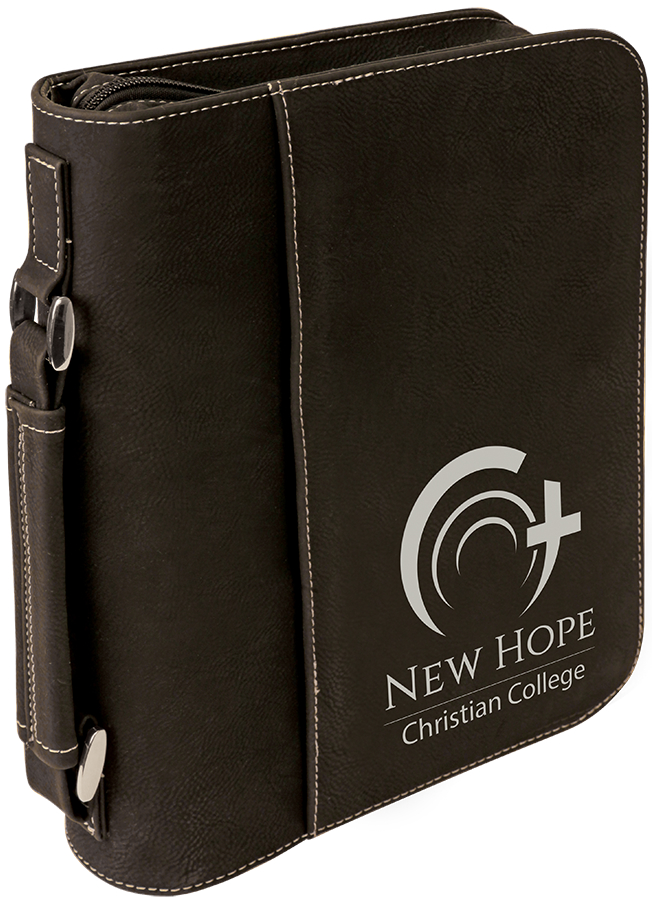 7 1/2" x 10 3/4" Black/Silver Leatherette Book/Bible Cover with Handle & Zipper 2