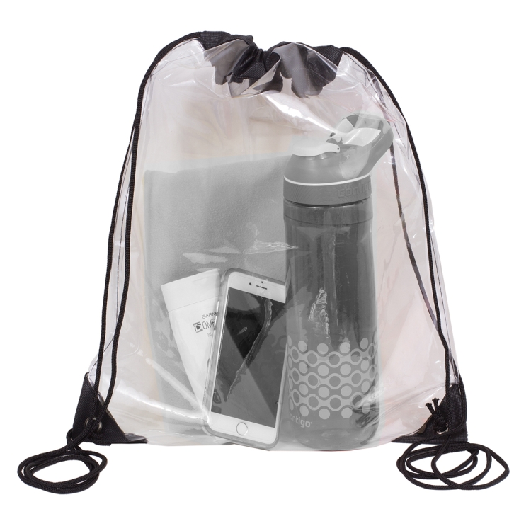 13" W x 16" H - "Everest" Tall Clear Drawstring Cinch Pack Backpack 8