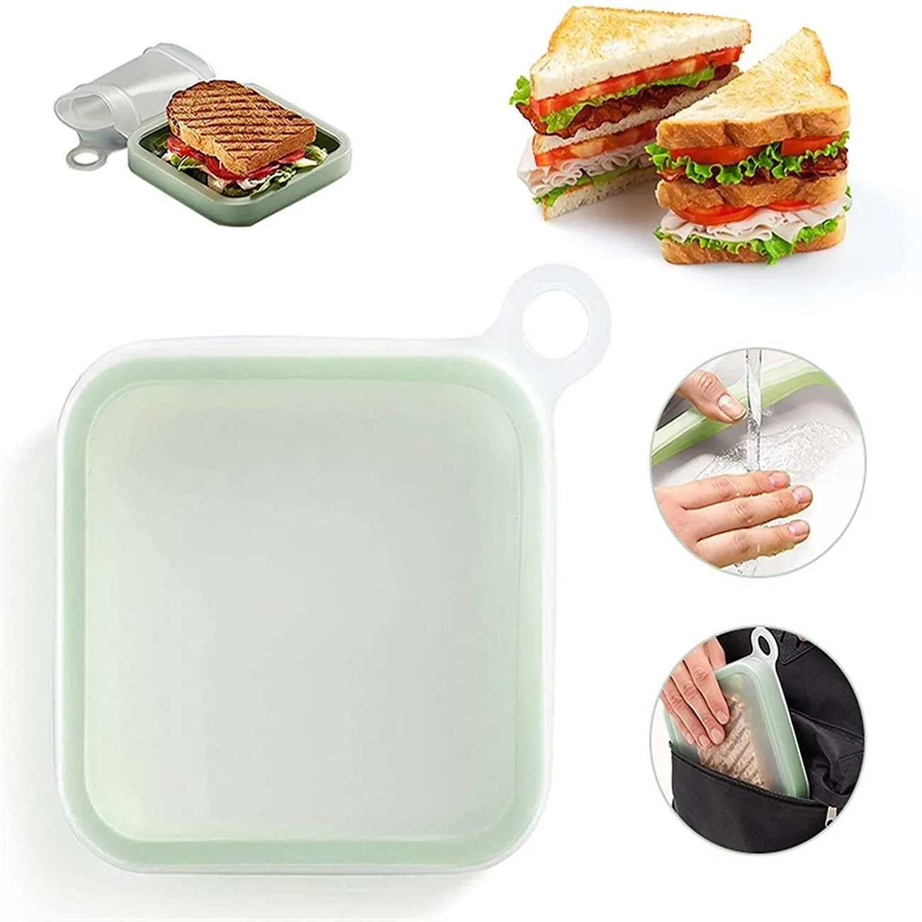 Health Portable Reusable Silicone Sandwich Case 2