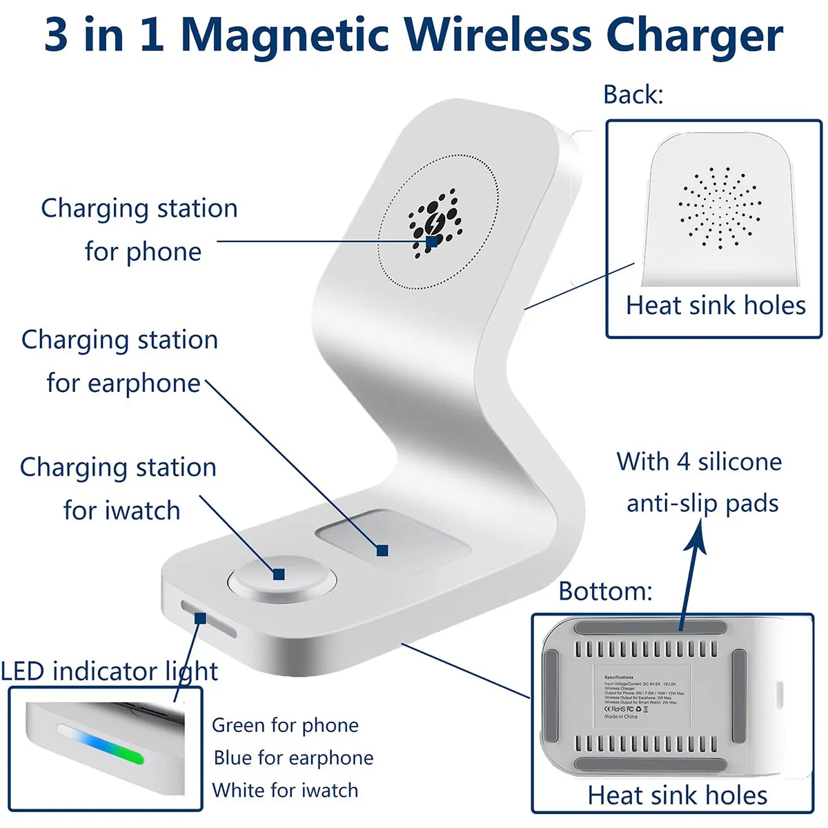 Magnetic Wireless Charger Stand 3 In 1 3