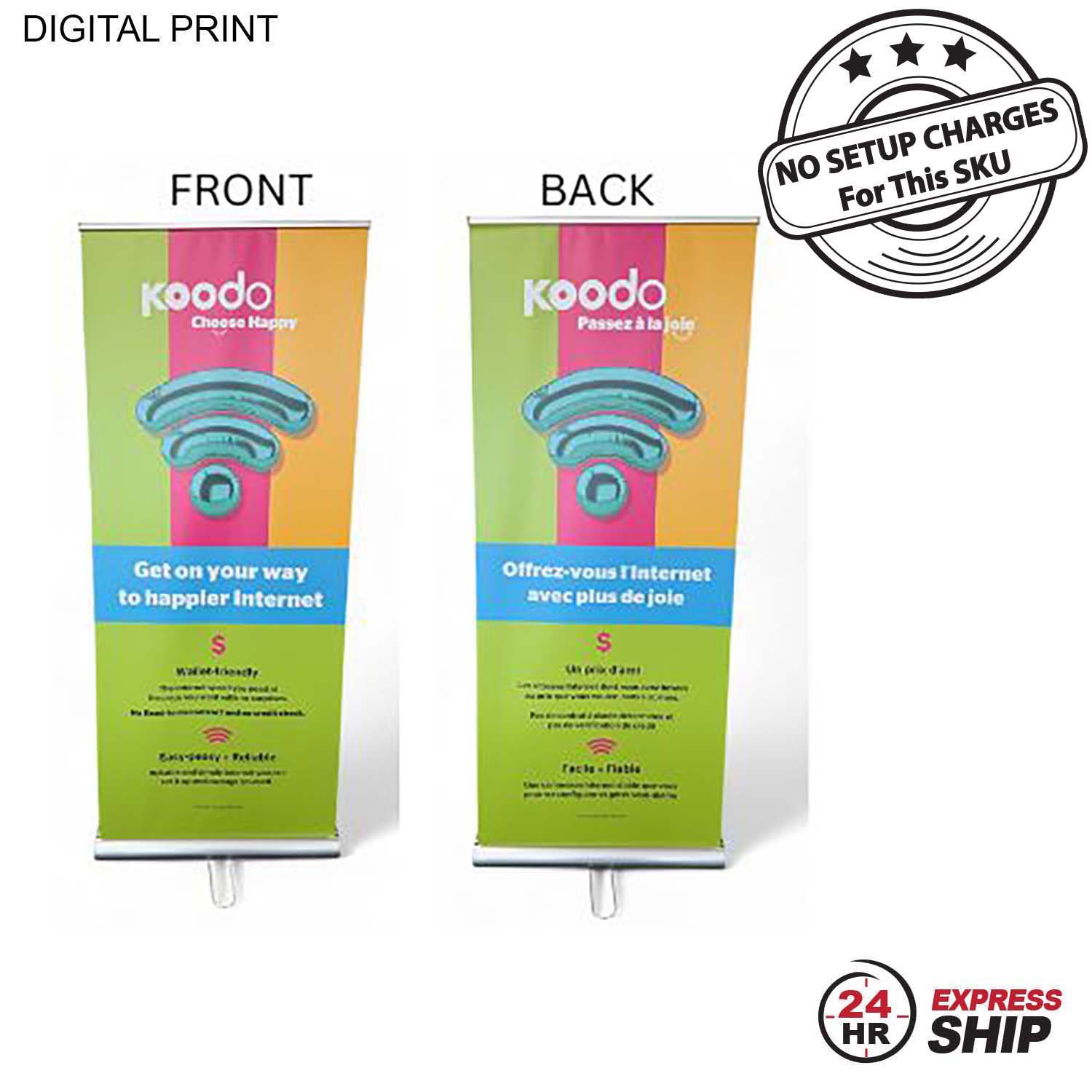 24Hr Express Ship- Premium Retractable Pull Up Banner Double sided Graphics 33.5x79, NO SETUP CHARGE 5