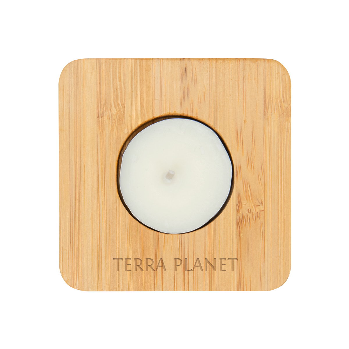 Bamboo Tea Light Candle Holder With Candle 3