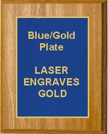 6" x 8" Oak Finish Plaque with a Blue Designer Plate 1