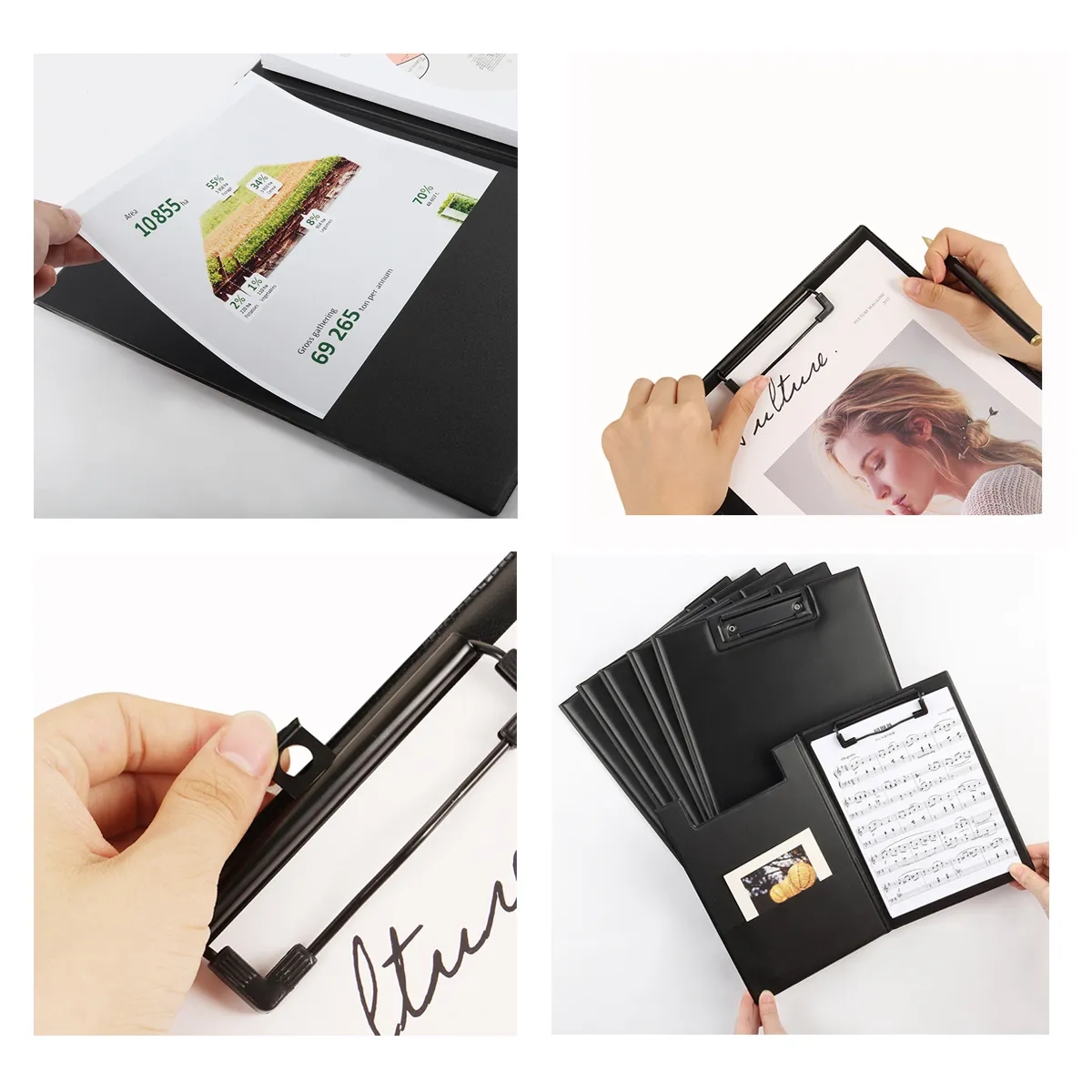 Office Business Leather A4 Clip File Folder Folio Clipboard 5