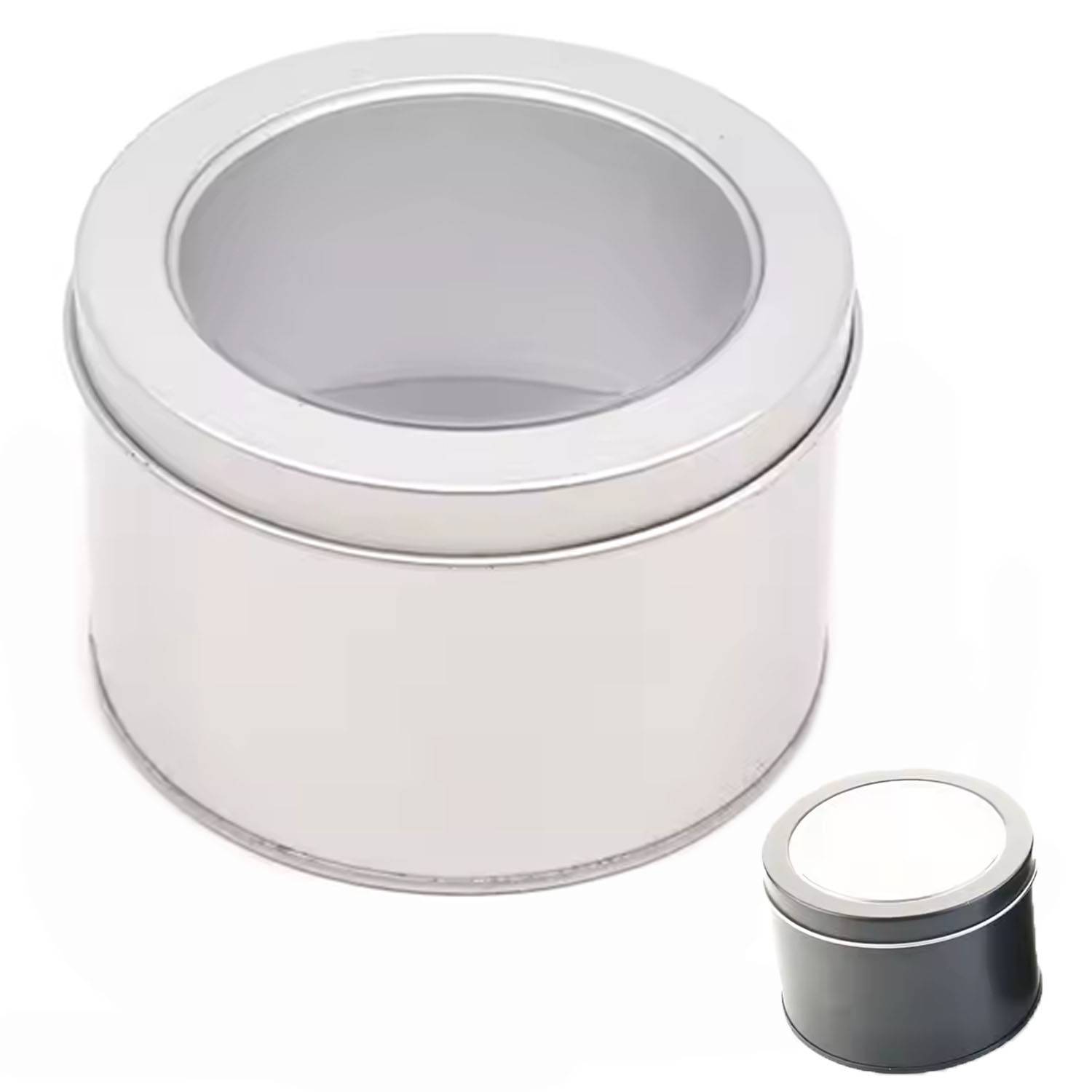 Round Window Tinplate Box w/ Lid 7