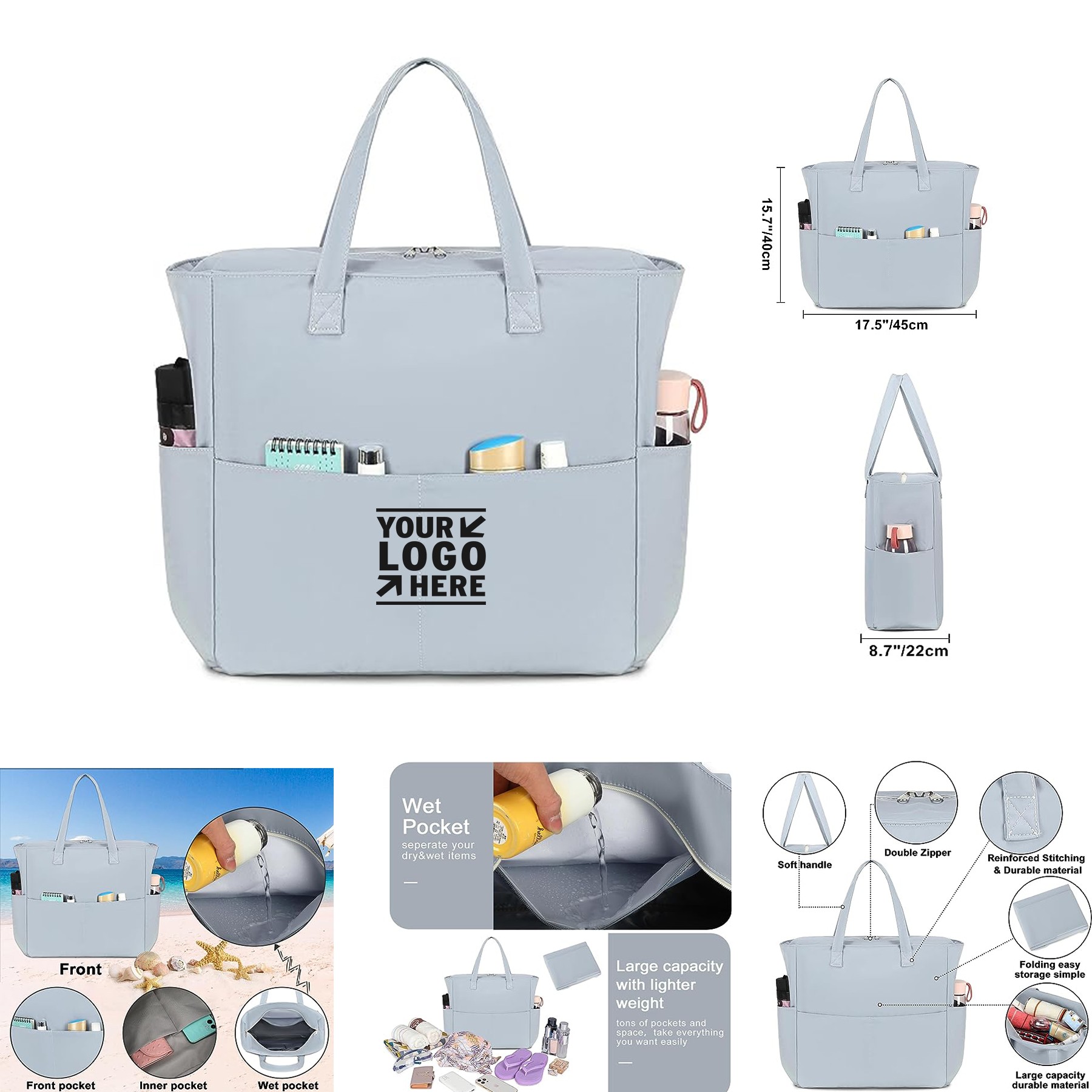 Women Ladies Waterproof Large Gym Beach Pool Tote Carry On Bag 1