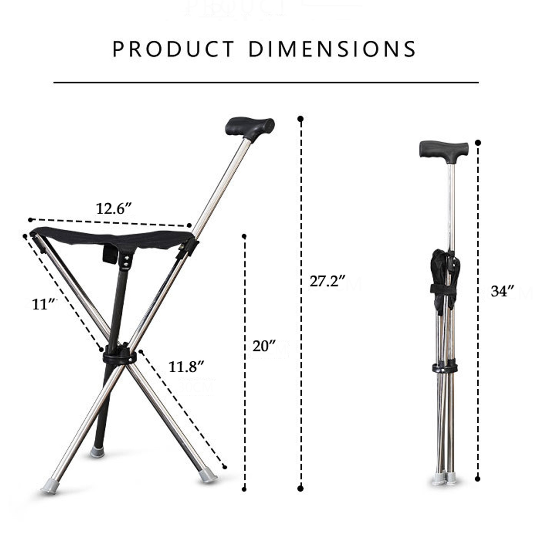 Foldable Walking Cane With Seat 3