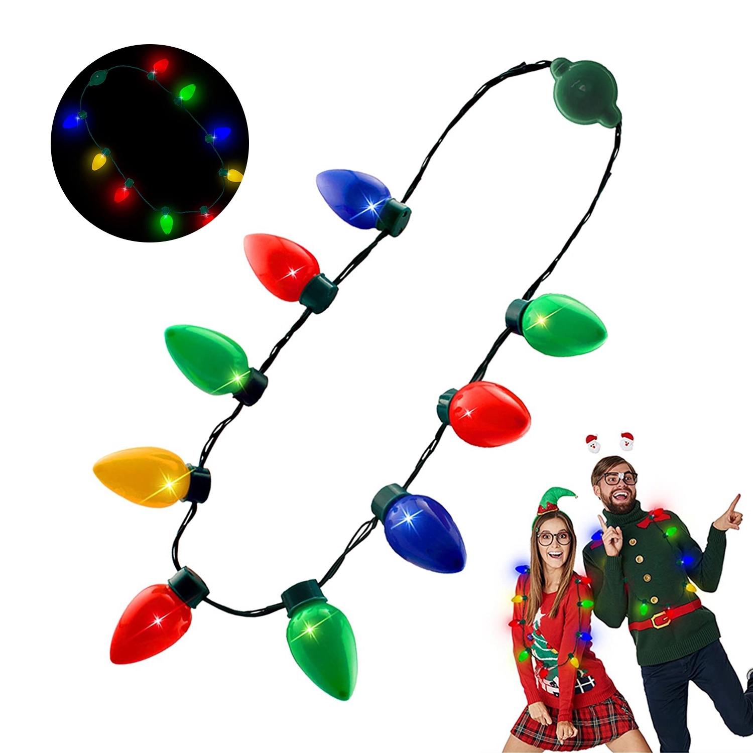 Led Light Up Christmas Bulb Necklace 2