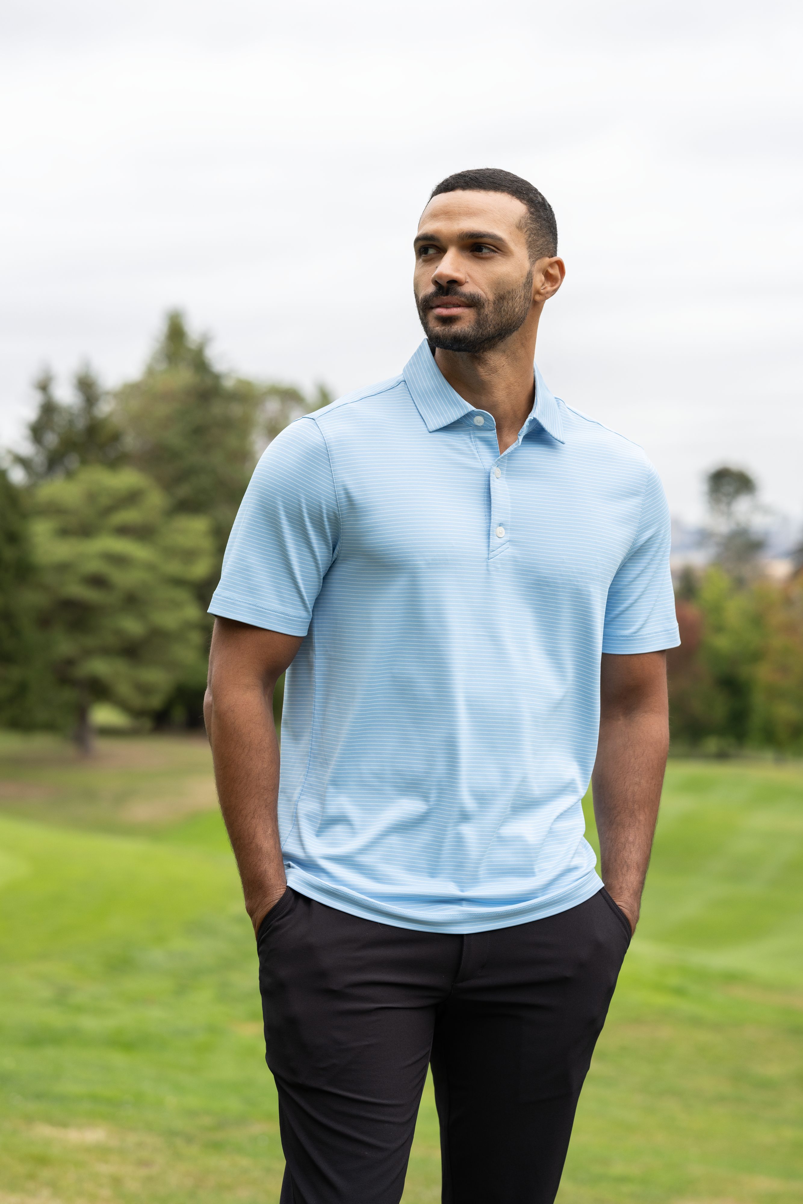 Cutter & Buck Forge Recycled Fine Line Stripe Four-Way Stretch Mens Polo 6