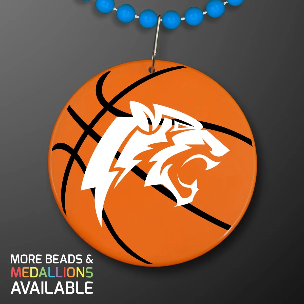 Basketball Medallion on Beads Necklace (NON-Light Up) 14