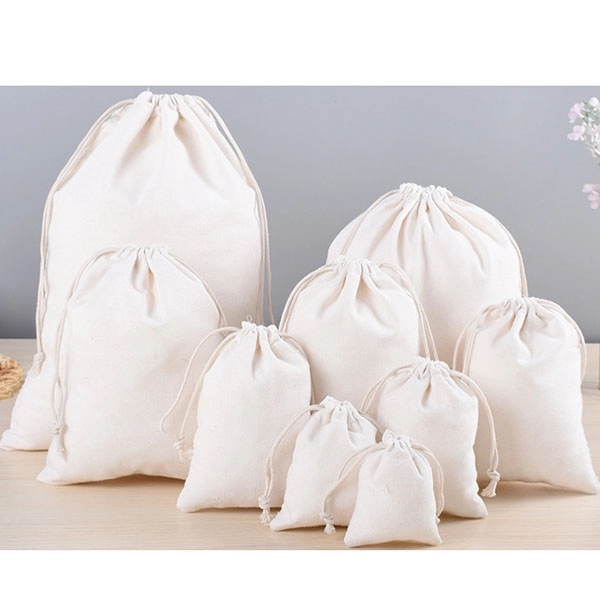 Natural 100% cotton Drawstring Muslin Bag Pouch 2