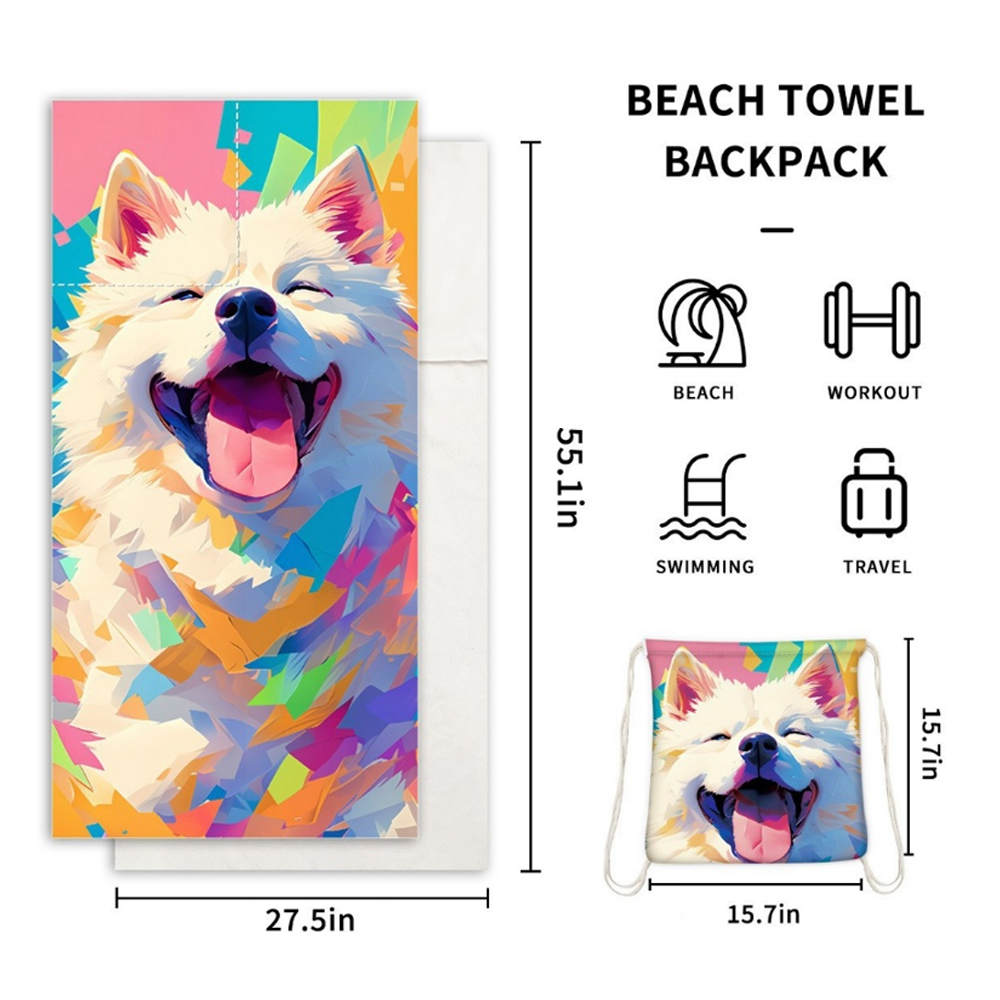 2 in 1 Foldable Printed All in One Beach Towel Travel Blanket 5