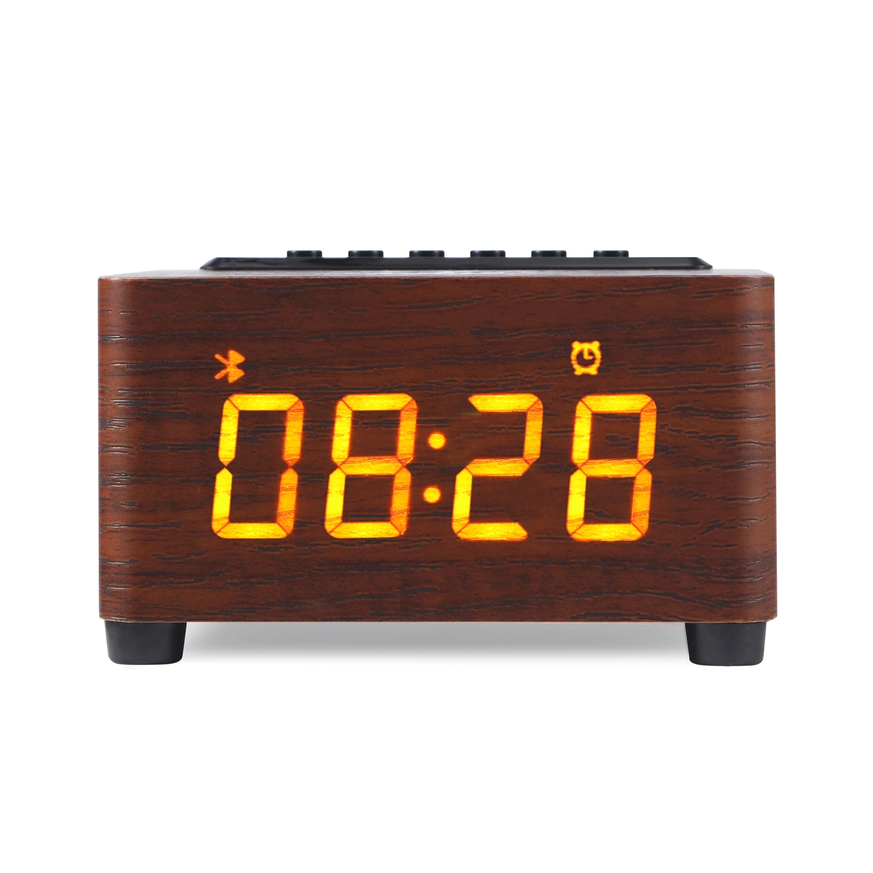 K2 Wooden 10 W Wireless Charger with Alarm Clock & Speaker 15