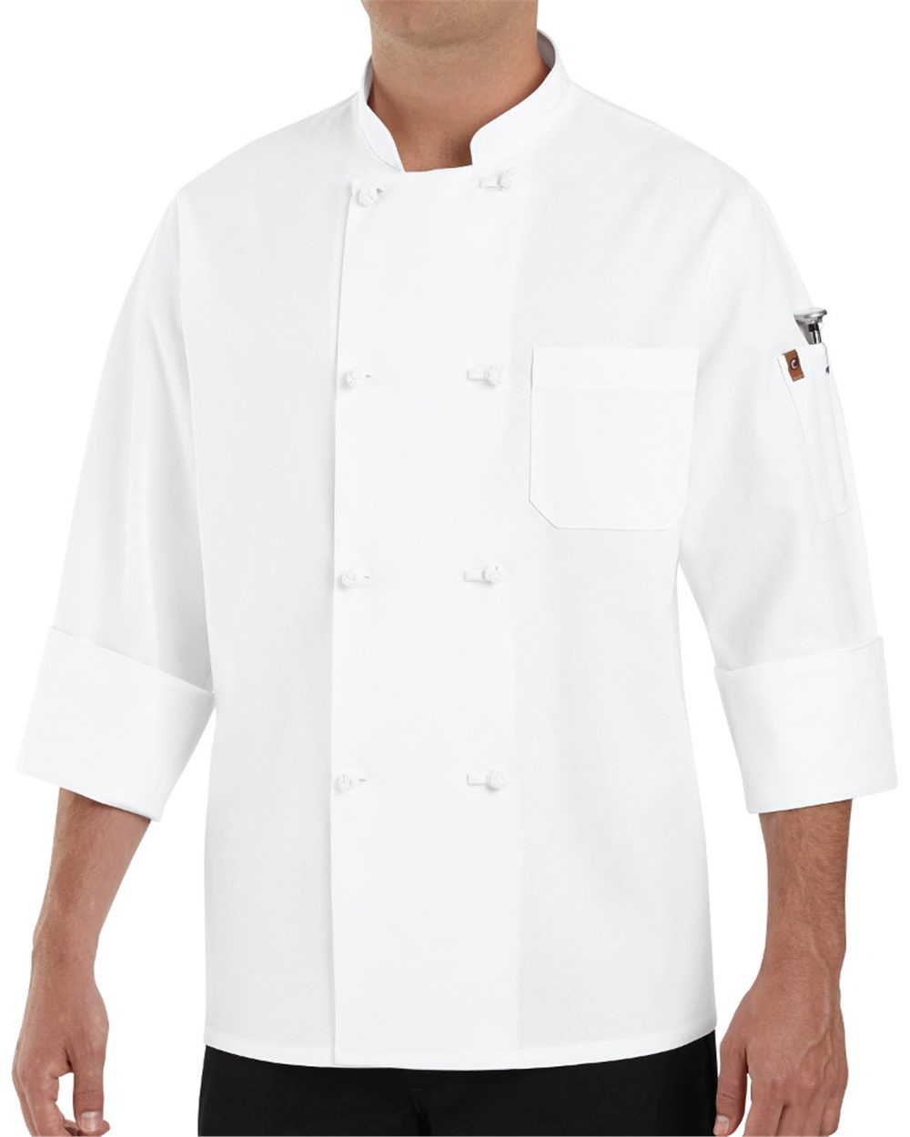 Eight Knot Button Chef Coat with Thermometer Pocket