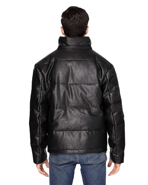 Unisex Vegan Leather Puffer Jacket - 397J 3