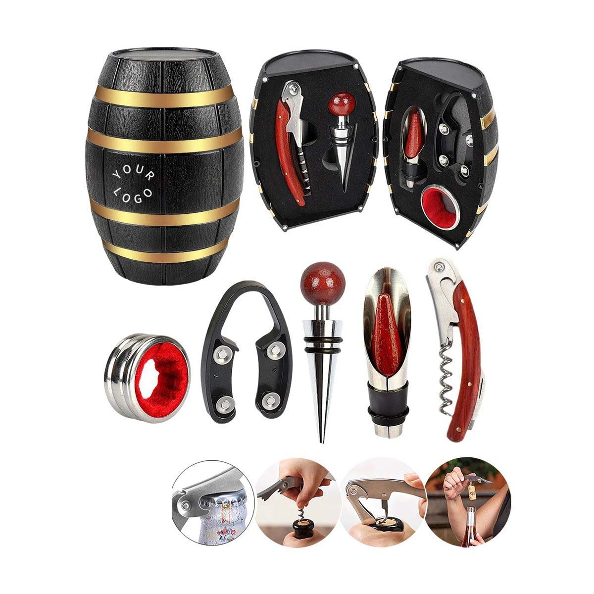 Multi Piece Wine Accessory Set in Barrel Shape 4