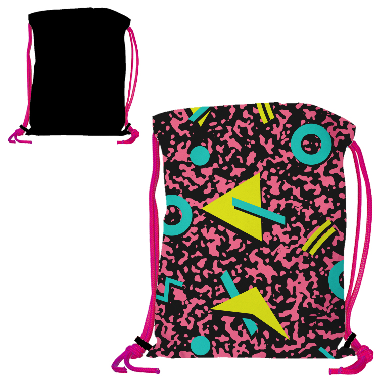 Super Drawstring Pack (One side Imprint)-Neon Pink Heavy Rope 4