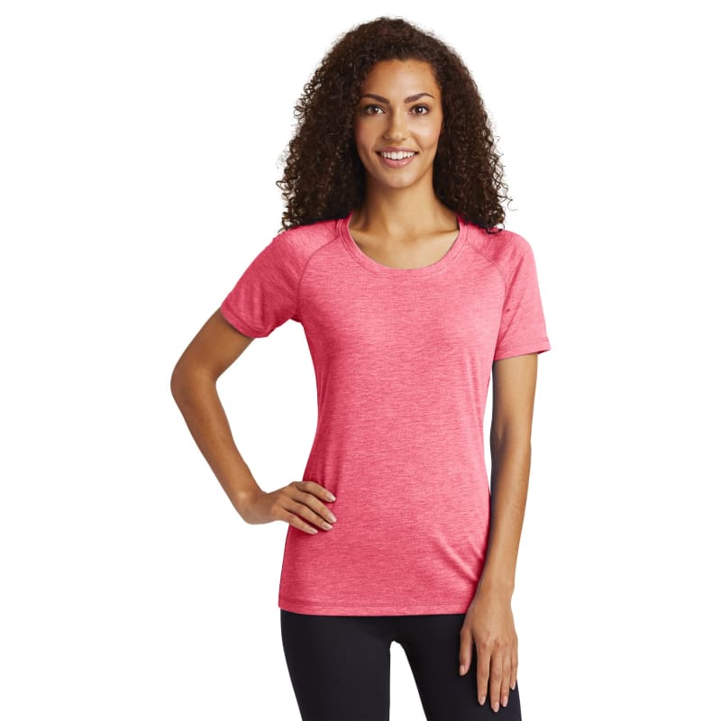 Sport-Tek Women's PosiCharge Tri-Blend Wicking Scoop Neck Raglan Tee. 64