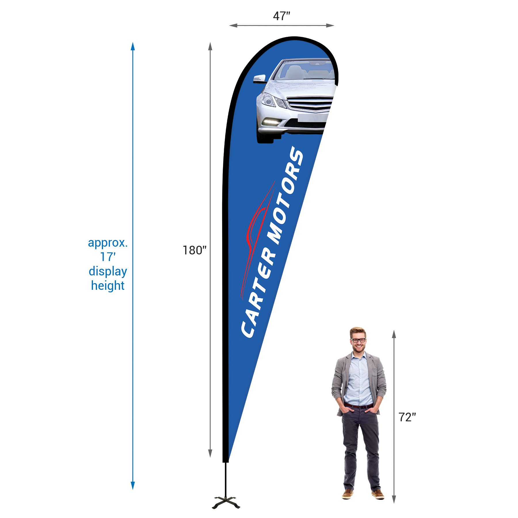 15' Portable Single Reverse Teardrop Kit with Cross Base 13
