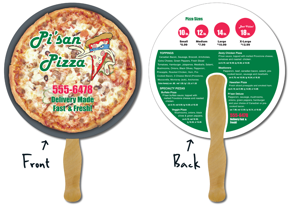 Delivery Hand Fan - 8.5 Inch Diameter Circle Laminated - 14 pt. 3
