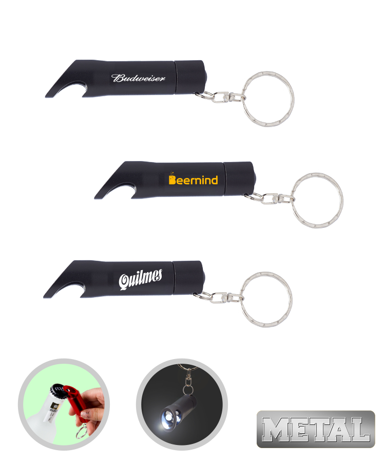 Metal Bottle Opener w/LED Flashlight Keychain 2