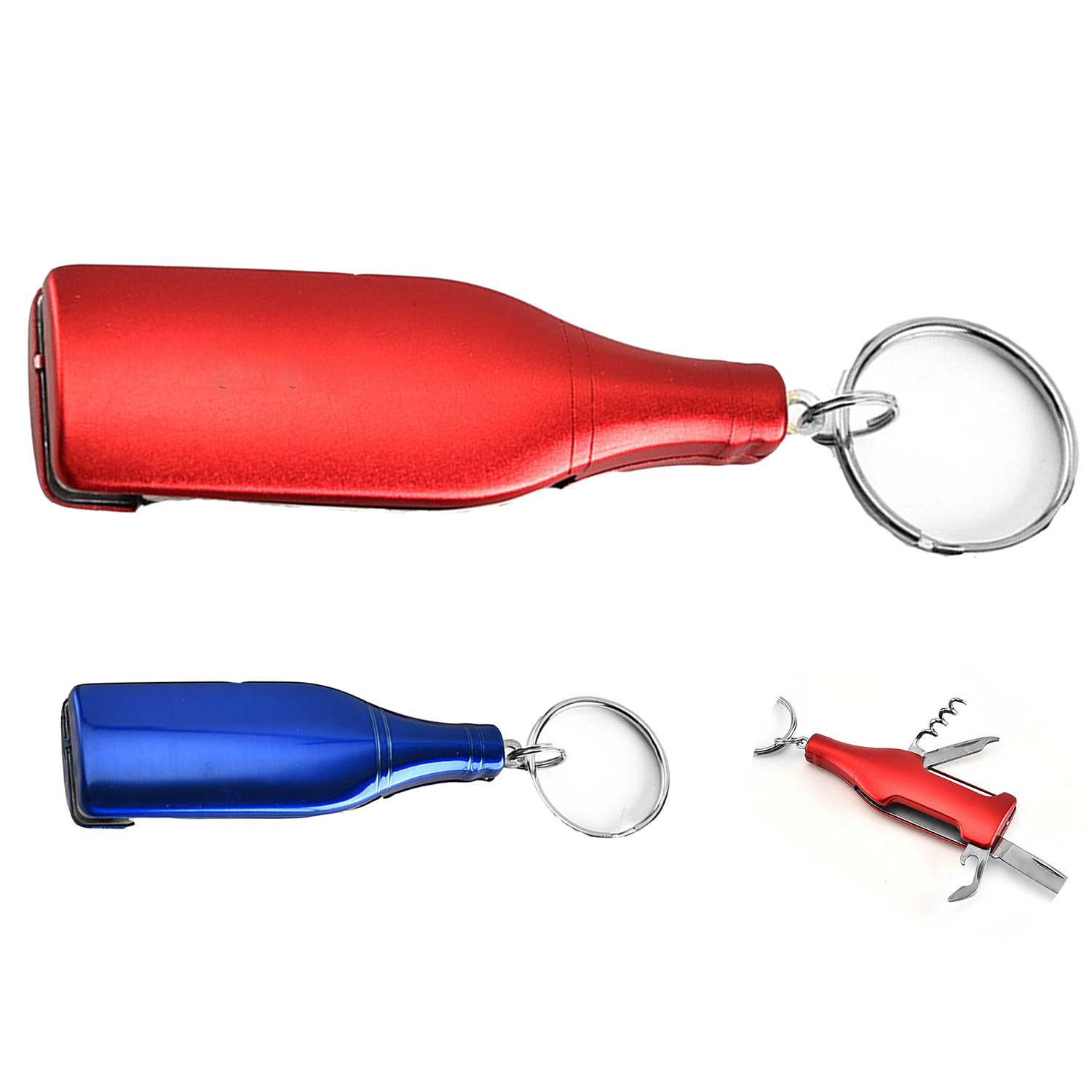 4 in 1 Stainless Steel Bottle Shape Multi Function Key Chain 7