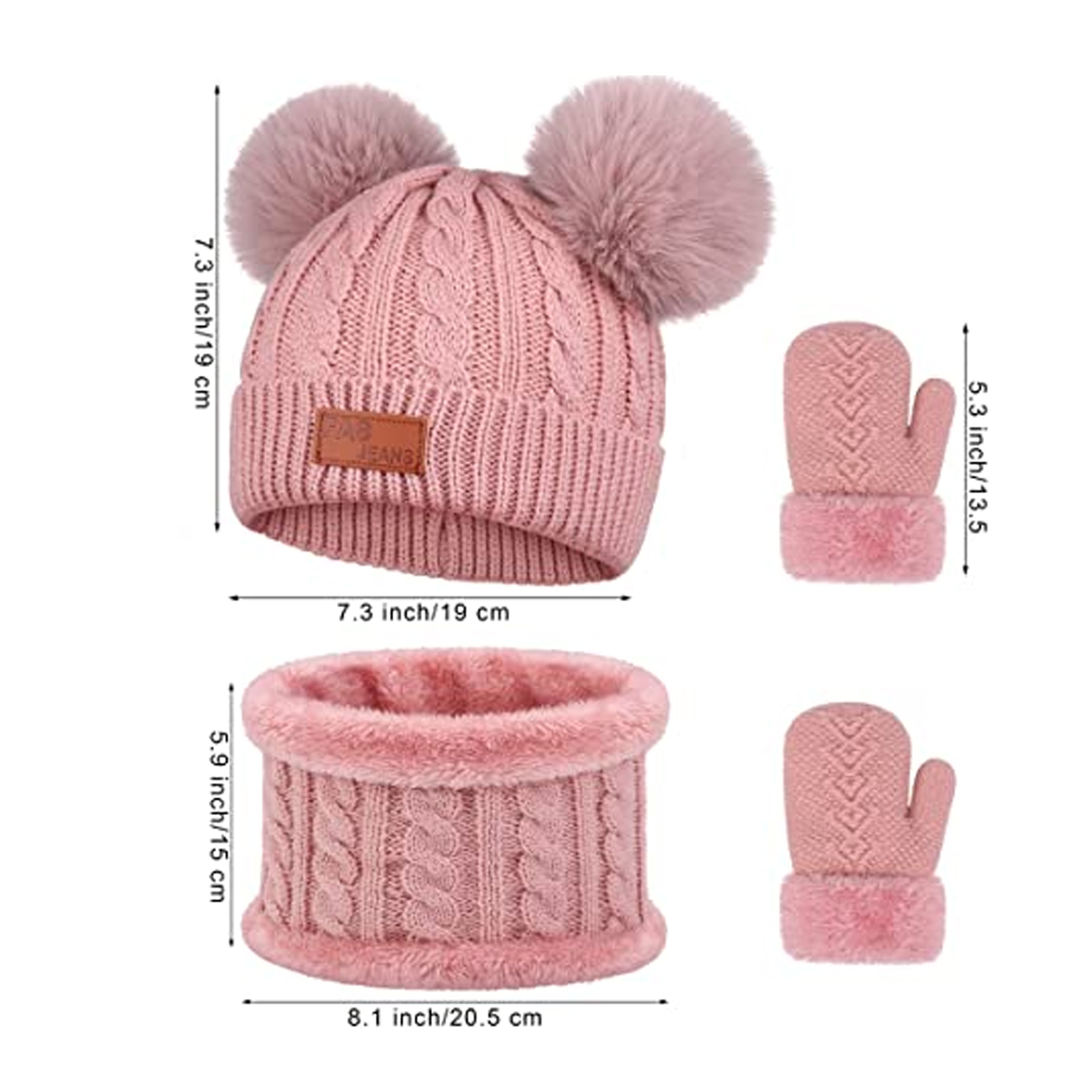 Toddler Winter Knitted Hat Scarf Gloves Set 3