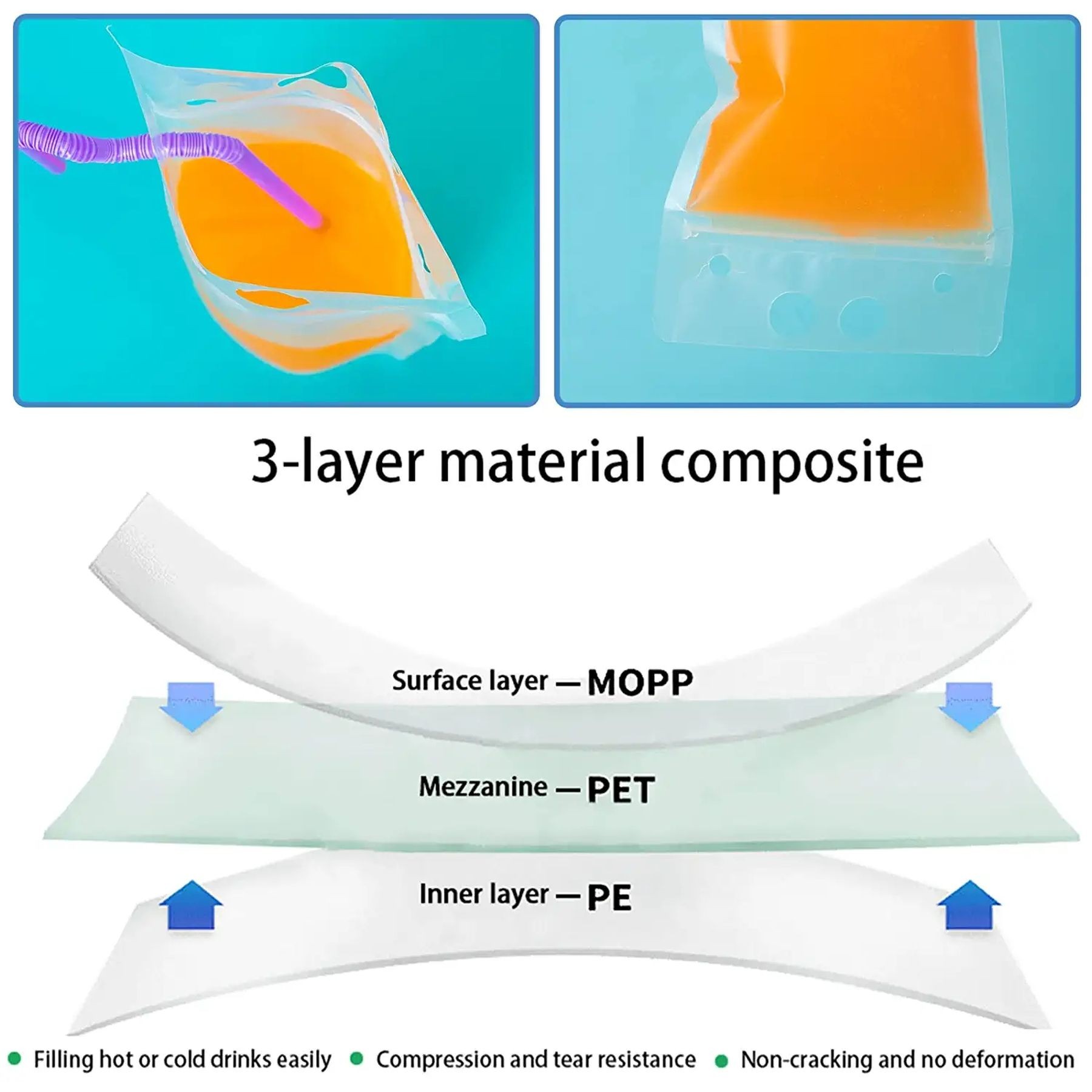 Reusable Drink Pouches Clear Drink Bags 8