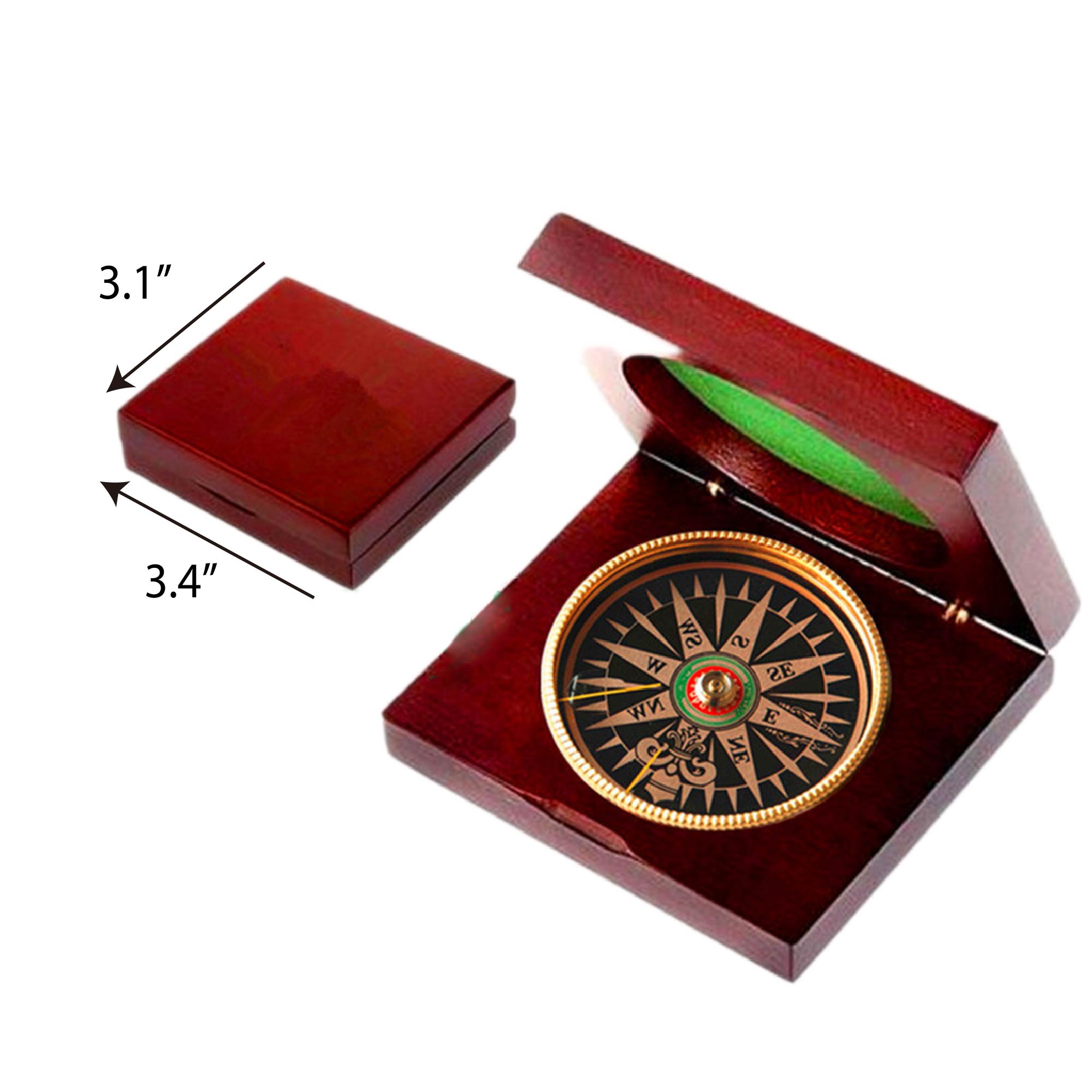 Wood Box Desk Compass 2