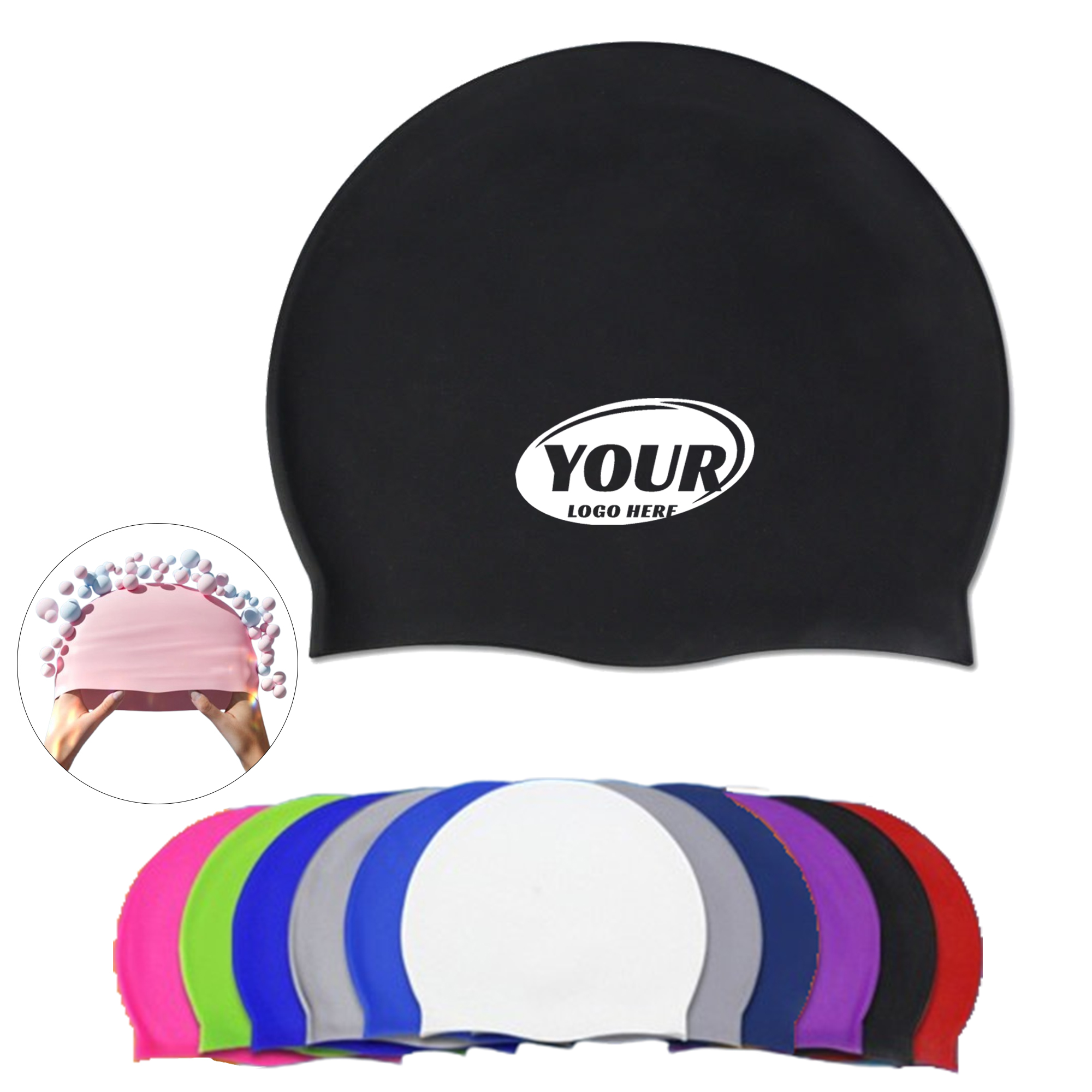 Plain Color Stretchable Silicone Swim Cap 2