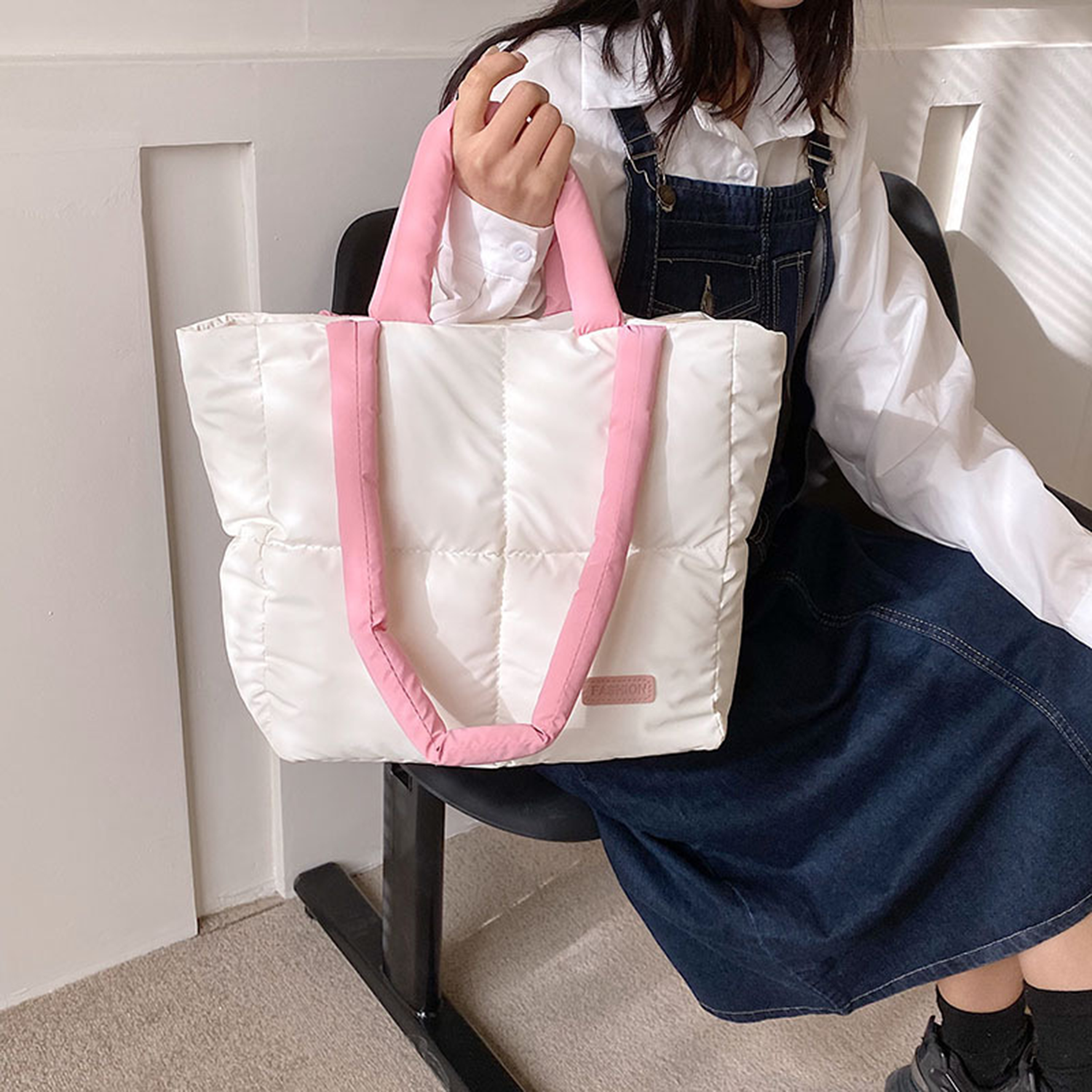 Soft Quilted Cotton Shoulder Handbag 5