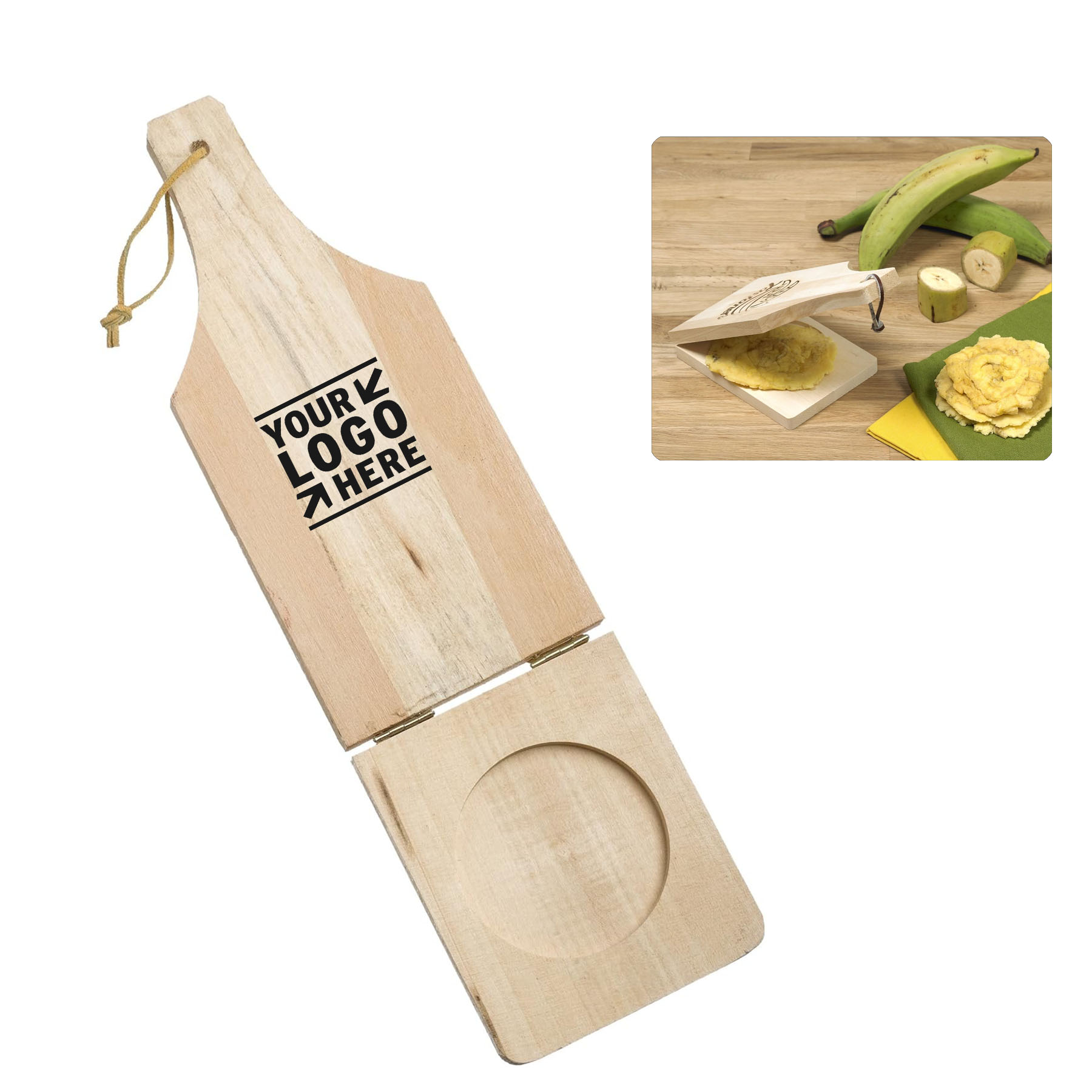 Durable Traditional Jumbo Wood Tostonera Plantain Press Masher 2