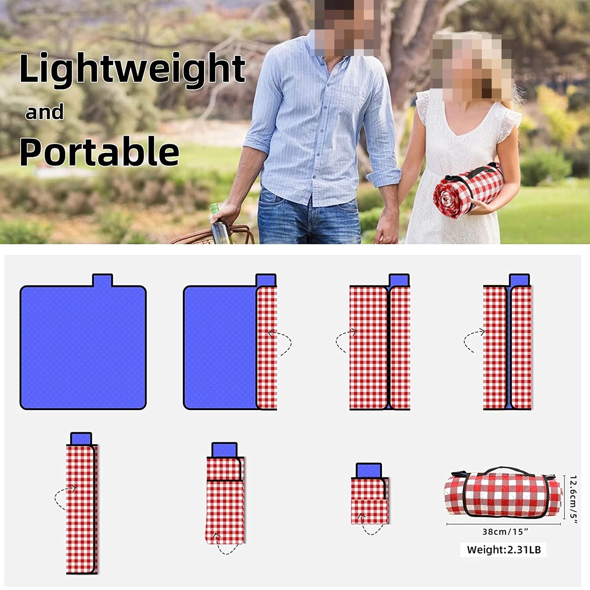 80x80 Inch Picnic Blanket Large Waterproof Pad 3