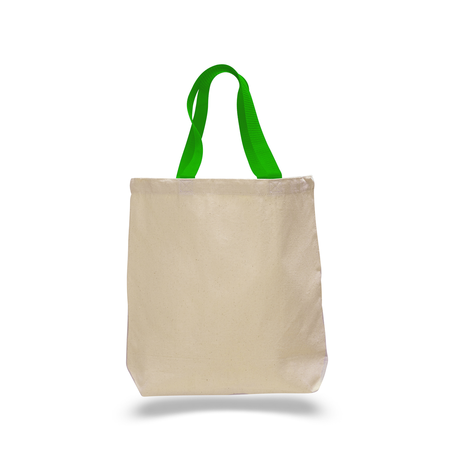 Natural Canvas Tote Bag w/ Colored Webbing Handles, custom tote bag with logo imprint 2
