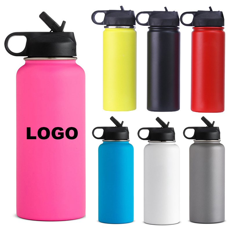 32 OZ. Stainless Steel Water Bottle with Straw Lid, custom water bottle with logo imprint 2