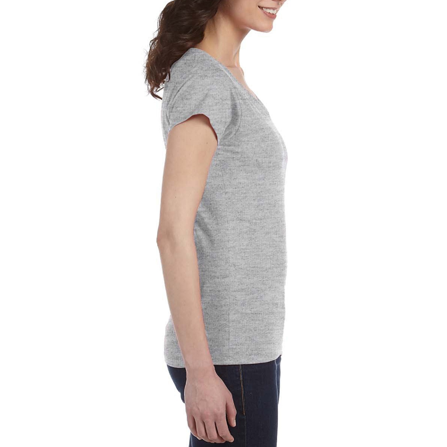 Ladies Preshrunk Cotton V-Neck T-Shirt 10