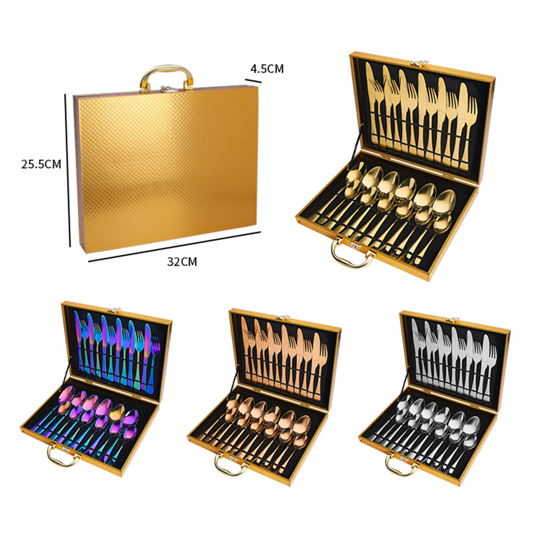 24pcs Steel Tableware Set With Gift Box 3