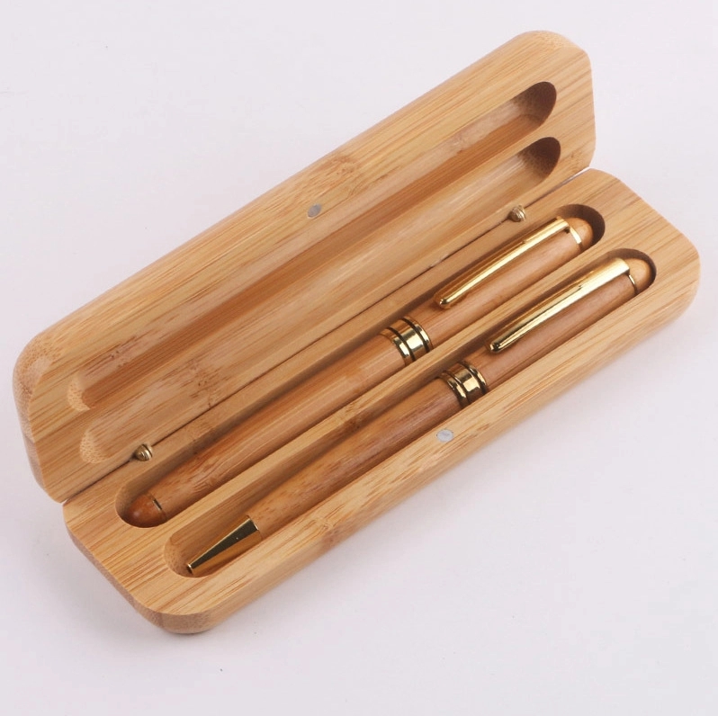 Bamboo Pens Set with Gift Case, Promotional Business Pens 3