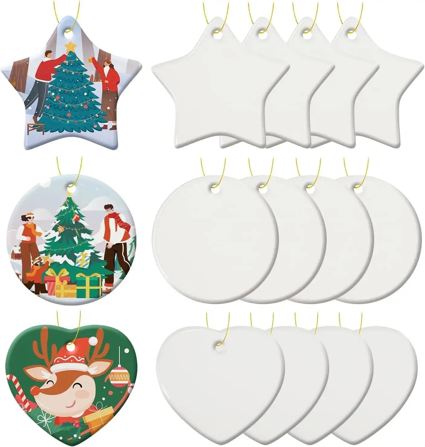 Sublimation Christmas Ceramic Ornament Ideal for DIY Crafts 8