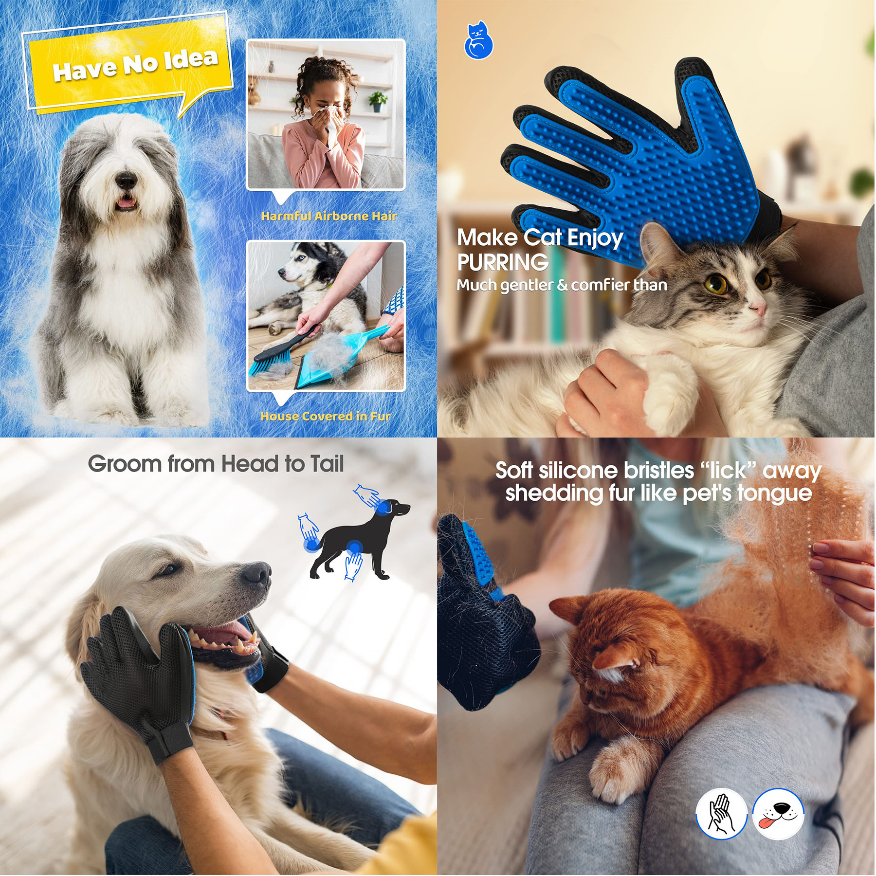 Upgrade Pet Grooming Gloves Cat Brushes 2