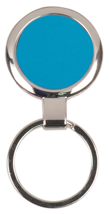 Blue Round Engraved Key Ring 1