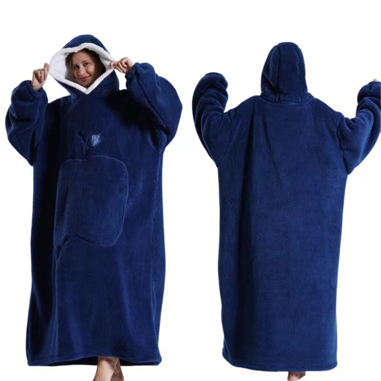 Oversized Long Wearable Sherpa Flannel Fleece Lazy Blanket 9