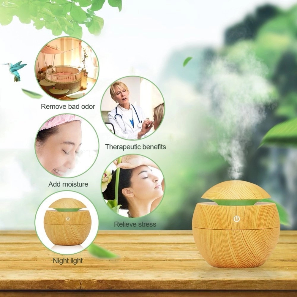 Mini Wooden Grain USB Aroma Humidifier 5
