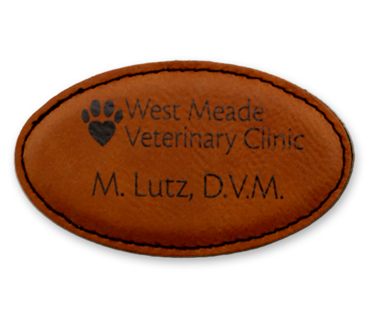 Leather Oval Stitched Badge 1.5" x 3" 13