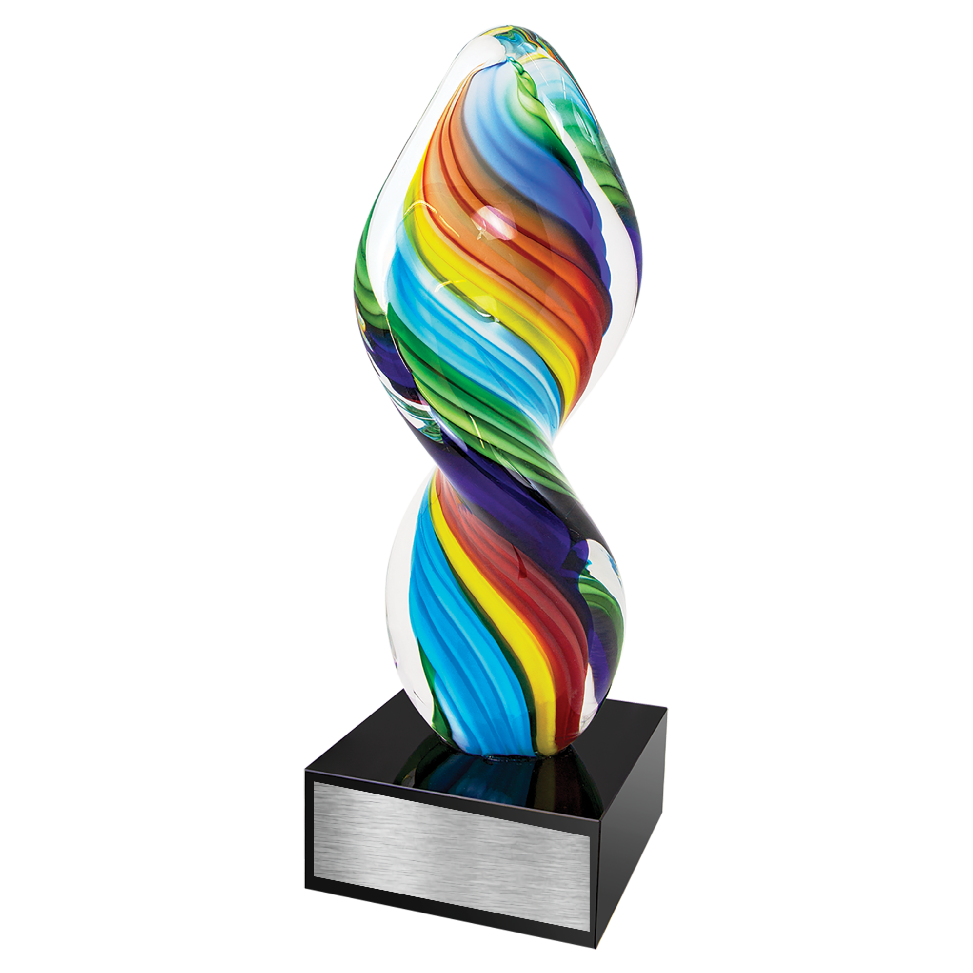 10 1/2" Rainbow Twist Art Glass with Black Base 4