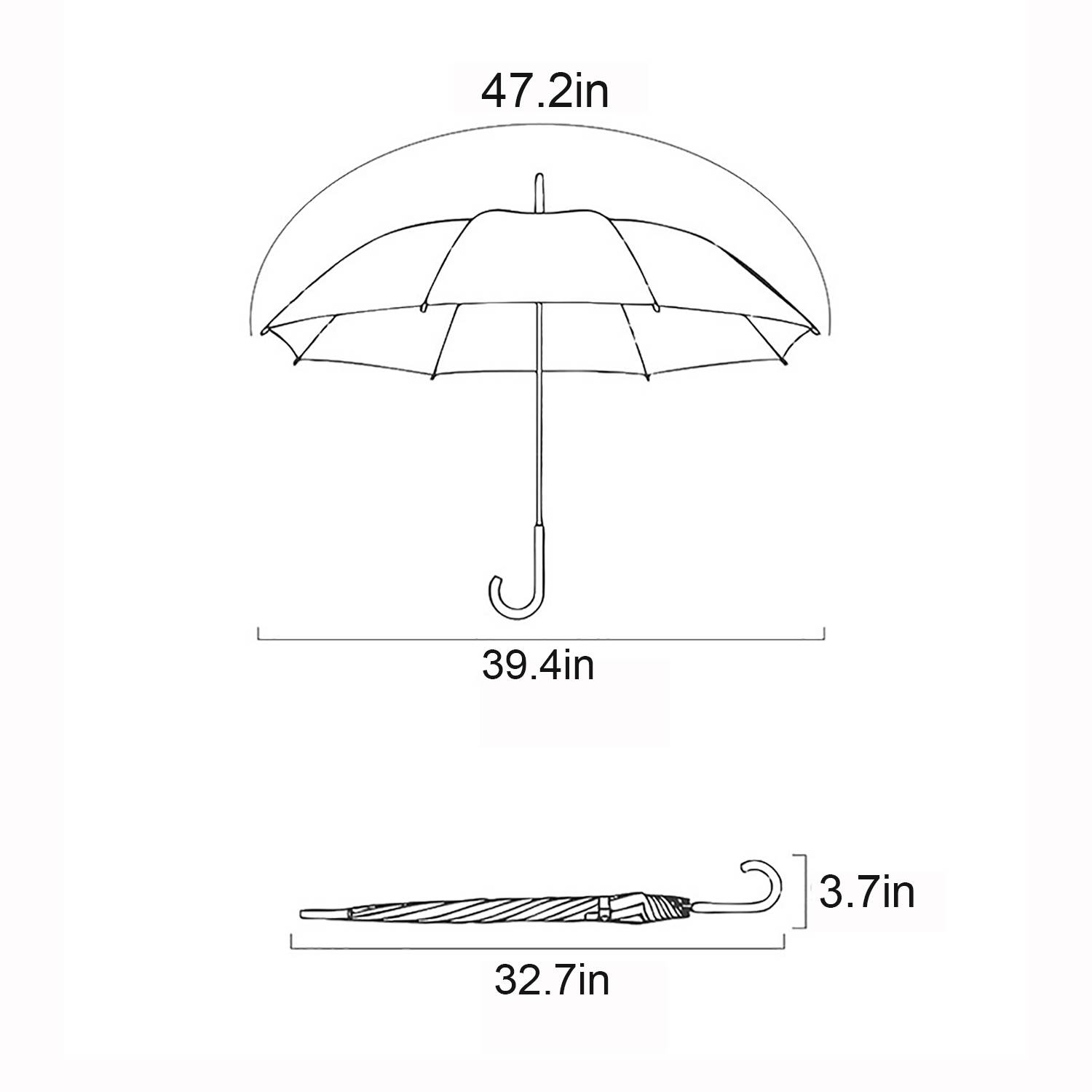 8-Rib Long-Handle Transparent Umbrella W/ Reflective Strip 2