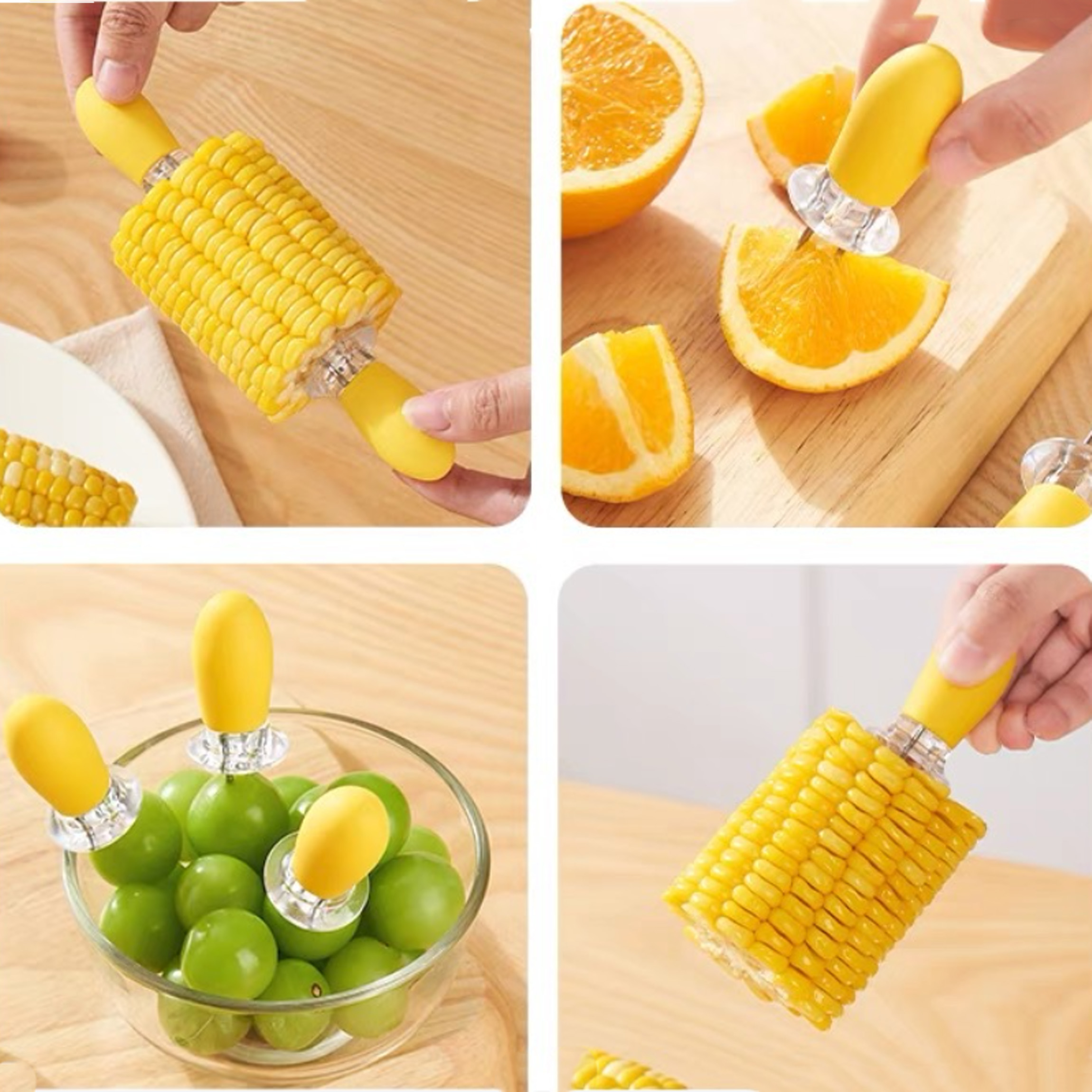 Stainless Steel Corn Cob Holders with Silicone Handle 2